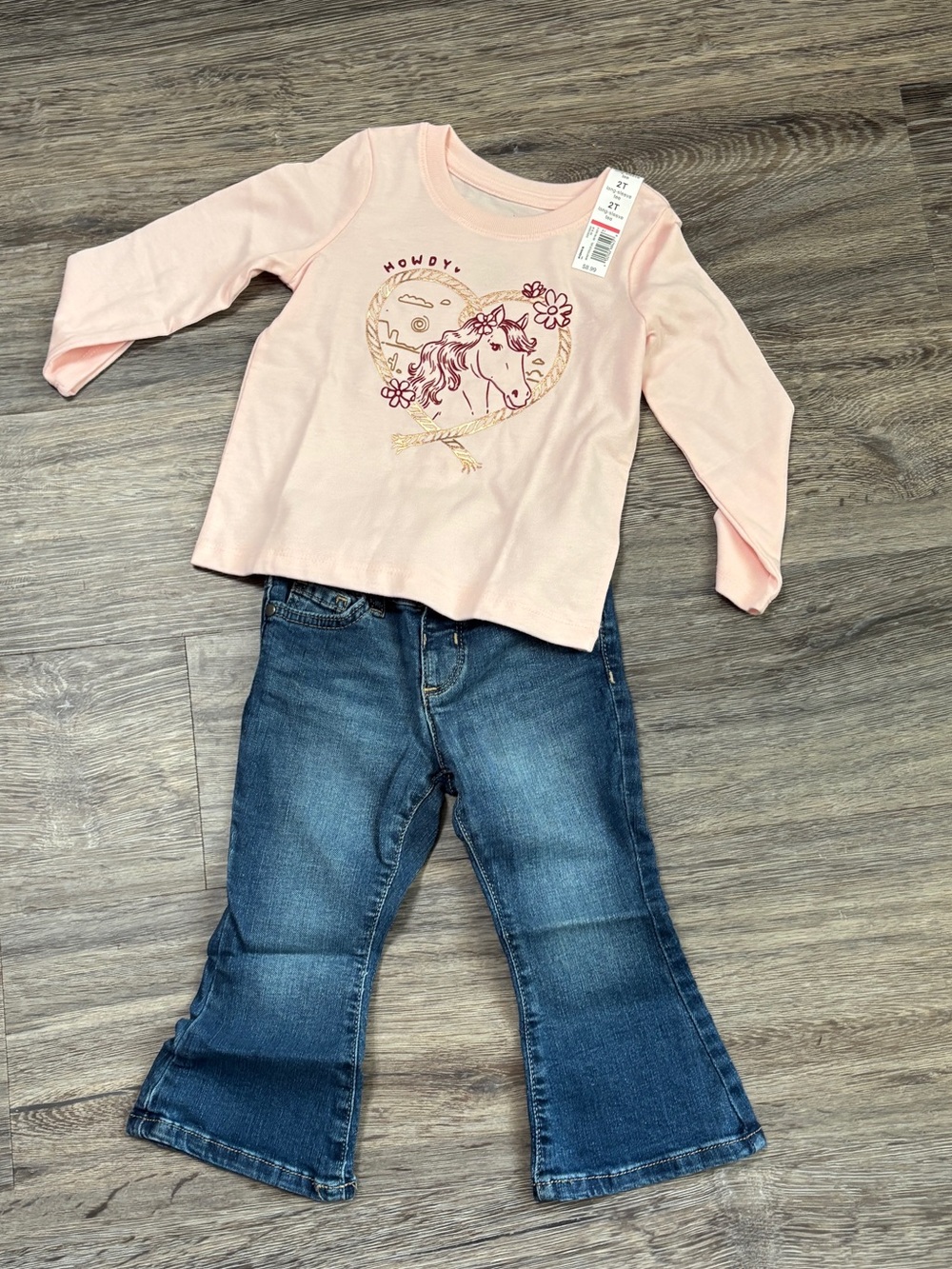 Toddler Girl 2T Clothing Bundle Lot NWT Jeans Leggings Tops Dress 5 Pc - Picture 2 of 13